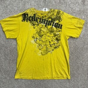 Urban Legends Mens Yellow Graphic T Shirt Extra Large Cotton Short Sleeve
